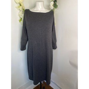 GAP Womens Shift Tee Dress Scoop Boat Neck 3/4 Sleeve‎ Gray Large Modal Vintage